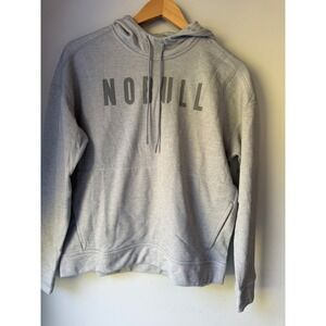 NOBULL Women Gray Logo Pullover Hoodie Sweatshirt Size S Training Activewear